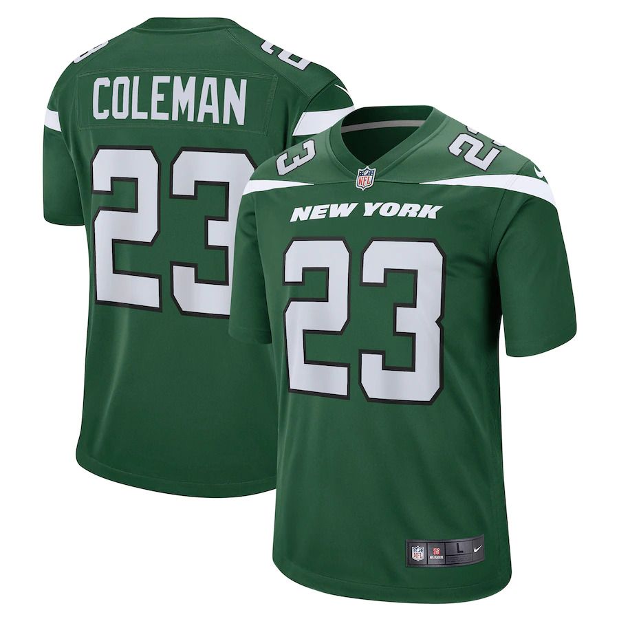 Men New York Jets 23 Tevin Coleman Nike Gotham Green Game NFL Jersey